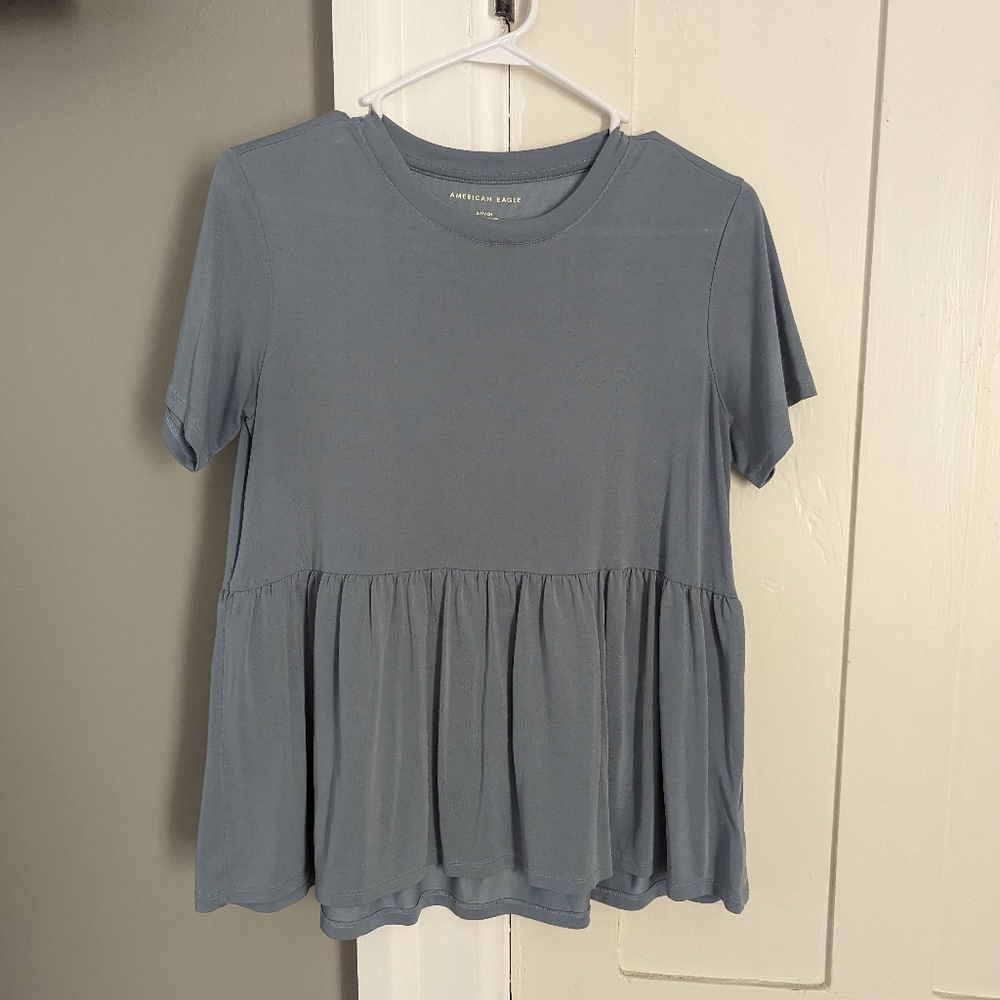 Baby blue peplum top